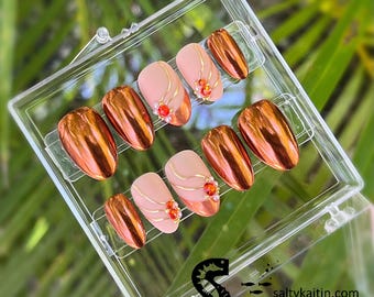 Orange Elegance Gel Press On Nails