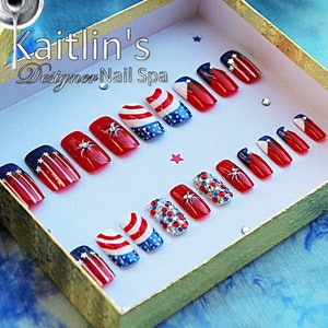 4th of July Gel Press On Gel Nails image 5