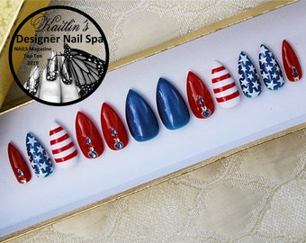 Patriotic 4th of July Gel Press On Nails