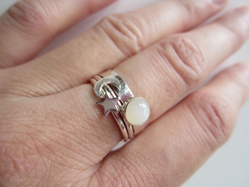 Personalized Moonstone Sterling Silver Ring image 2