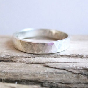 3mm Hammered Personalized Sterling Silver Band