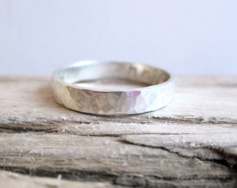 3mm Hammered Personalized Sterling Silver Band