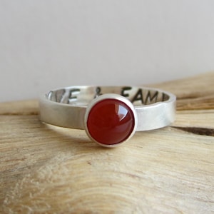 Personalized Carnelian Sterling Silver Ring