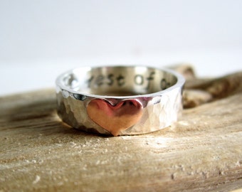 Sterling Silver Copper Heart Ring - Personalized Ring