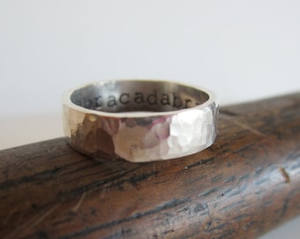 Personalized Hammered Sterling Silver Ring