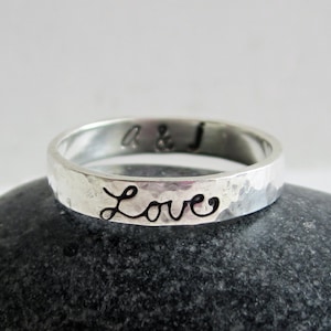 Love Ring - 3mm Personalized Sterling Silver Band