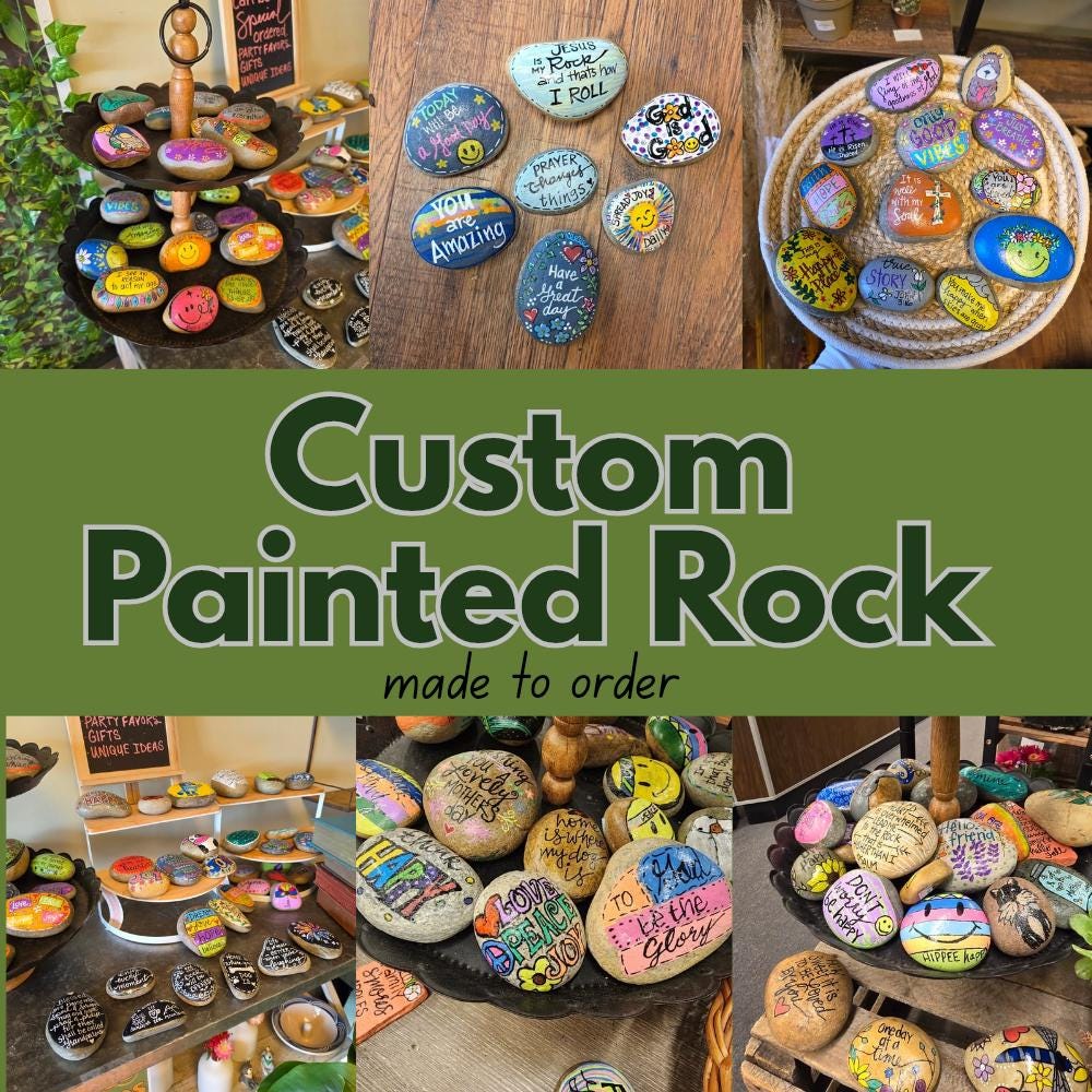 Varnished Rocks Custom Painted Rock: Hand Painted Rock, Gift, Garden, Worry Stone, One ...