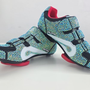 Womens Bedazzeled Rhinestone Peleton Cycling Shoes