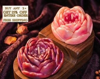AHORRA en paquetes [Envío GRATIS a partir de 2 unidades] Combina y elige / Vela con diseño de peonía pintada a mano / Regalo para el Día de la Madre / Cera de soja de lujo / Magnolia / 65 g