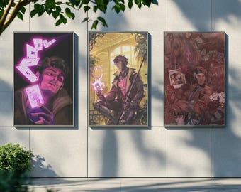 Plakat Gambit – grafika ścienna z mutantami X-Men, wydruk komiksu Marvela, dekoracja z bohaterem rzucającym kartami, kinowa sztuka superbohaterów