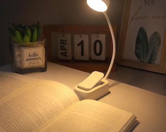 Mini LED Book Light, Clip-On Reading Lamp, 3 Color Modes, Rechargeable or Battery