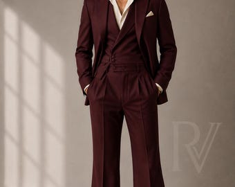 Burgunder Hochzeitsanzug, Custom 2-teiliger Designer Herrenanzug, Modernes Bräutigam Outfit