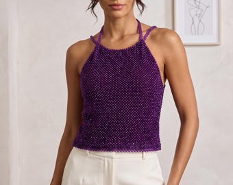 Handmade Crystal Bustier Top, Sparkly Festival Corset, Glam Concert Outfit