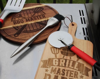 Personalized BBQ Cutting Board, Acacia, Oak or bamboo Serving Tray, Grill Master Gift