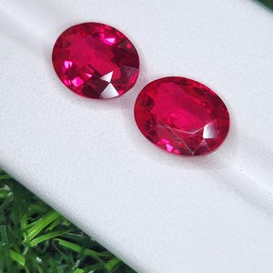VVS1 Quality Ruby Manik 9X11 Oval Pair Lab Grown Loose Gemstone For Jewellery