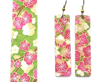 Sakura Earrings: Japanese Paper Pink Cherry Blossom Acrylic, Hypoallergenic