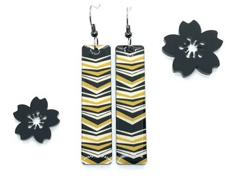 Black & Gold Washi Tape Earrings: Geometric Acrylic Dangles