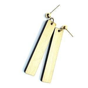 Skinny Long Arrow Earrings, Japanese Chiyogami Paper on Wood, Japanese Earrings, Geometric Pattern, Stainless steel, hypoallergenic image 6