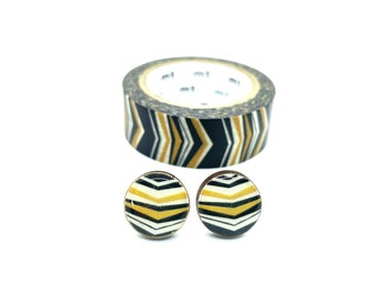 Geometric Arrow Stud Earrings: Japanese Washi Tape, Surgical Steel