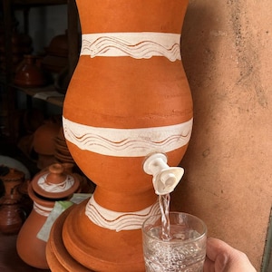 Handmade Moroccan Clay Water Dispenser – Natural Terracotta Cooler with Tap | Traditional Berber Pottery for Fresh Water