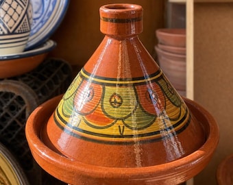 Handmade Tagine Pot – Traditional Clay Cooking Tajine – Authentic Berber Design – Decorative & Cooking Pottery – Moroccan Kitchen Gift