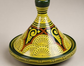 Tajine Décoratif Marocain Fait Hauptdurchmesser: 20 cm = 7,8 Zoll - Artisanat Traditionnel aux Motifs Authentiques