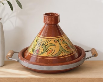 Large Handmade Moroccan Tagine Pot – Traditional Clay Cooking Tajine – Hand Painted Ceramic Cookware – Authentic Moroccan Kitchen Decor