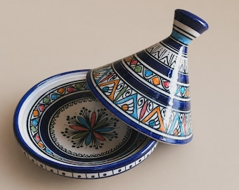 Handmade Moroccan Tagine Dish – Decorative & Serving Bowl (20 cm, Multicolor)