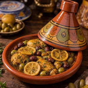 Tagine de barro hecho a mano – Cerámica tradicional bereber marroquí para cocinar