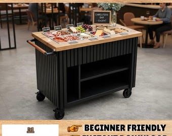 Planos para construir un carrito de charcutería, guía para construir un carrito de bar móvil, planos para carrito de servicio de madera, PDF paso a paso, ideal para principiantes / descarga instantánea