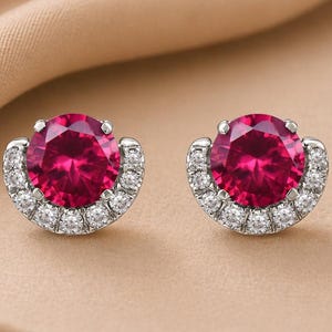 Vintage robijnrode edelsteen oorbellen voor vrouwen 14K gouden robijn ronde halo robijnoorbellen art deco minimalistische oorbellen verjaardagscadeau voor haar