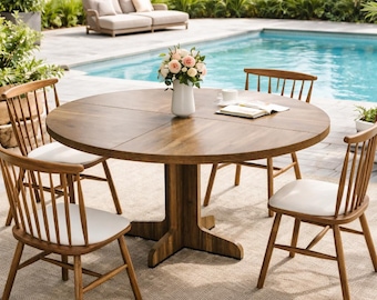 Hopfällbart bord – Massivt trä, kompakt för små utrymmen och balkonganvändning