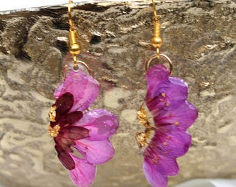 Sieraden met echte gedroogde bloemen | Oorbellen met harsbloemen | Oorbellen met gedroogde bloemen | Handgemaakte boho-oorbellen | Cadeau voor haar | Cadeau voor vrouwen