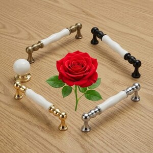 White Ceramic Cabinet Handles Chrome Kitchen Hardware Porcelain Drawer Pulls Decorative Wardrobe Knobs Modern Farmhouse Furniture Hardware