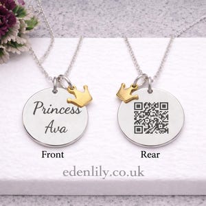 Personalised QR Code Princess Necklace