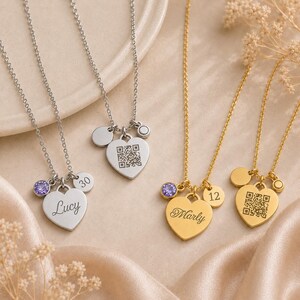 Personalised QR Code Heart Necklace, Personal Photo Memory Page Gift