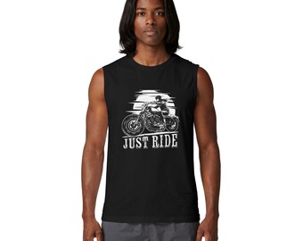 Vintage Motorcycle Rider Just Ride Muscle Tank | Biker Tank Top