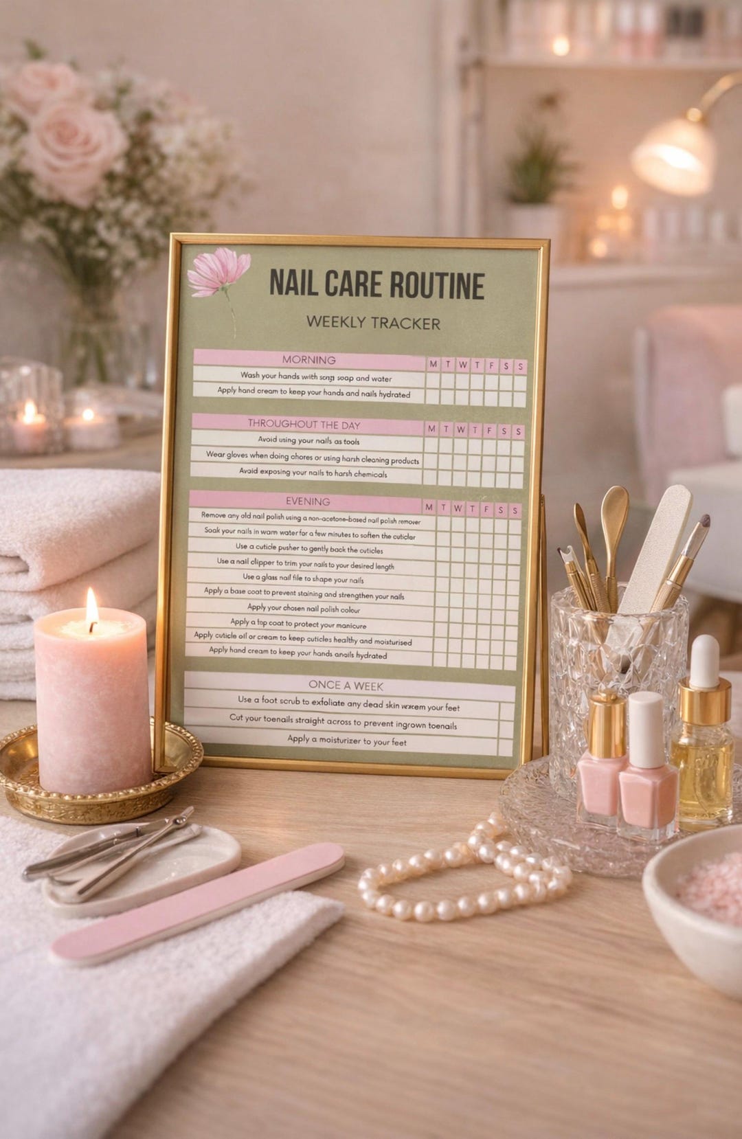 Nail Routine Chart Nail Care Routine Checklist | Healthy Nails Tracker (digital Download ...
