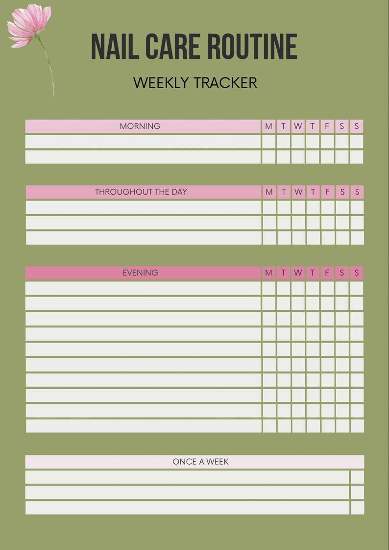 Nail Routine Chart Nail Care Routine Checklist | Healthy Nails Tracker (digital Download ...