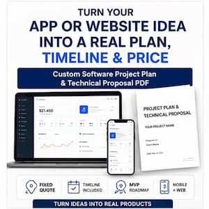 Custom Software Project Plan and Tech Proposal PDF | App and Website Dev Roadmap | Scope, Timeline, Fixed Quote | Mobile Web MVP Planning