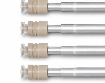 rewagi® Set of 4 Silver Tension Curtain Rods Ø 8 mm – No Drill Telescopic Curtain Rods – Made in Germany