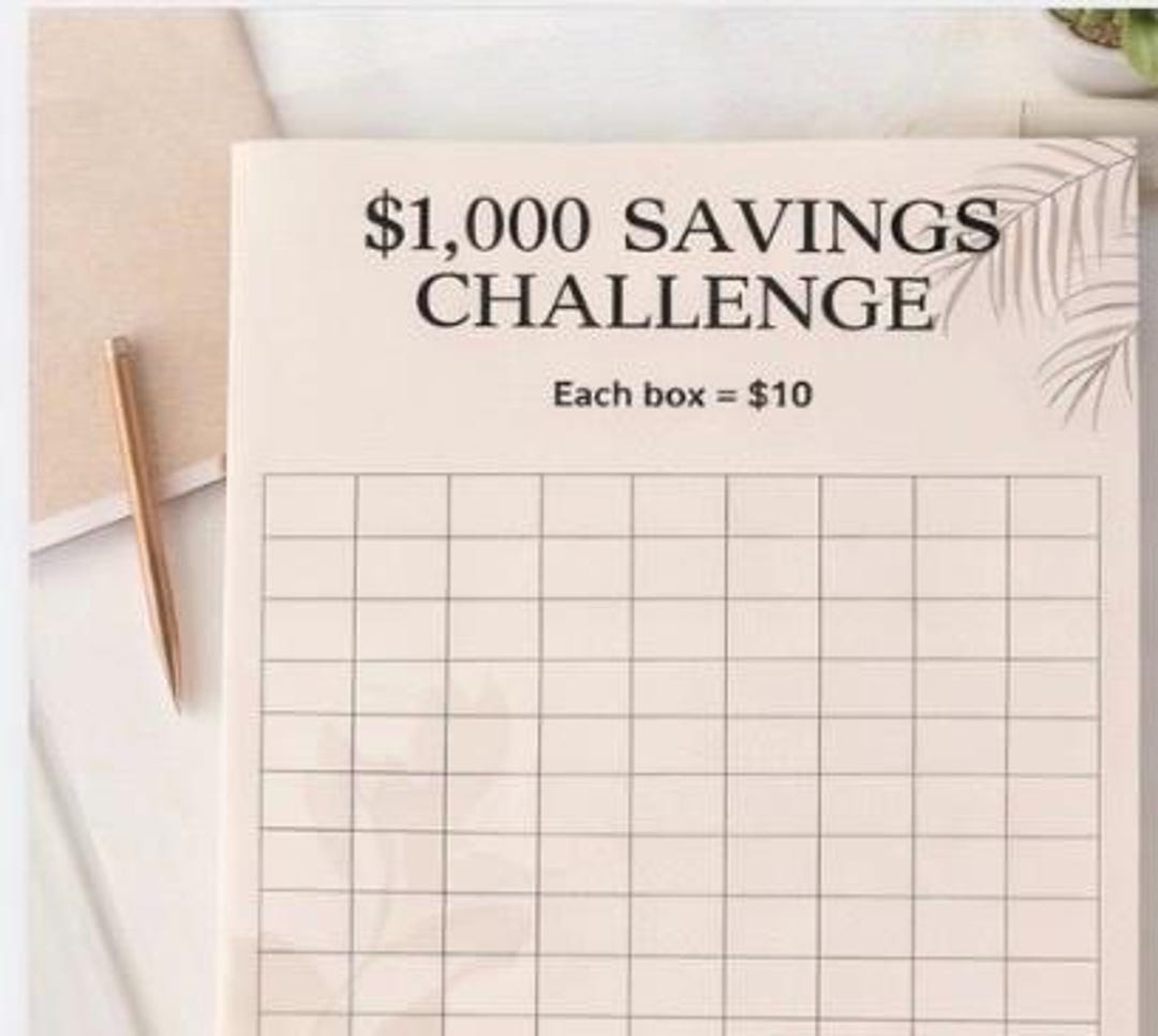 1000 Dollar Savings Challenge Tracker, Editable Canva Template, Money ...