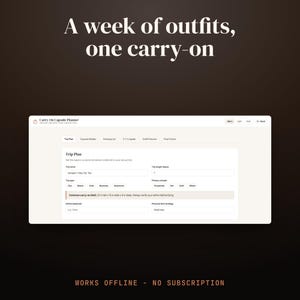 Carry-On Capsule Wardrobe Planner | Pack a Week in One Bag | Interactive HTML Travel Tool | Packing Planner | Carry On Packing
