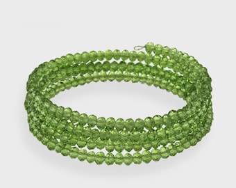Green Glass Bead Coil Bracelet