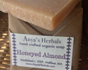 Honeyed Almond Handmade Organic Soap, Cold Process, Moisturizing Organic Soap