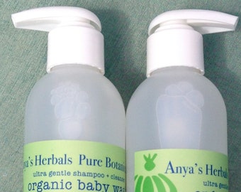 Organic Baby Care: Ultra Gentle Baby Shampoo, Wash, Bubble Bath, Multi Purpose Natural Baby Care. Safe For Sensitive Skin.