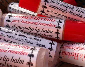 Organic Lip Balm; Skinny Dip. Vegan lip balm, organic lip treatment, organic beauty, organic skin care