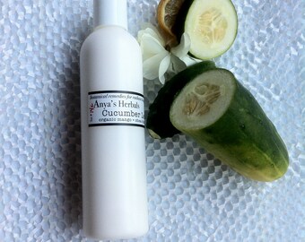 Organic Body Lotion: Cucumber Lemon, Botanical Body Care, organic fresh citrus body lotion