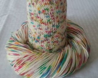 Handdyed Yarn / Hand dyed yarn, Rainbow Speckled Yarn, Sock Yarn - Rainbow Yarn / "Sunshine & Rainbows" - Superwash Merino and Nylon – 100g