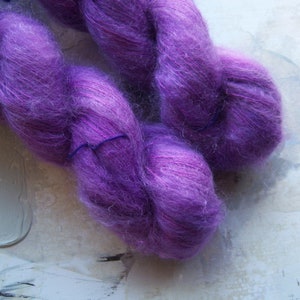 Royalty - Hand dyed Yarn / Handdyed yarn, Kid Silk Yarn, Wool Yarn, Mohair Yarn - Royal Purple - 72/28 Kid Mohair & Silk - Lace Weight - 50g